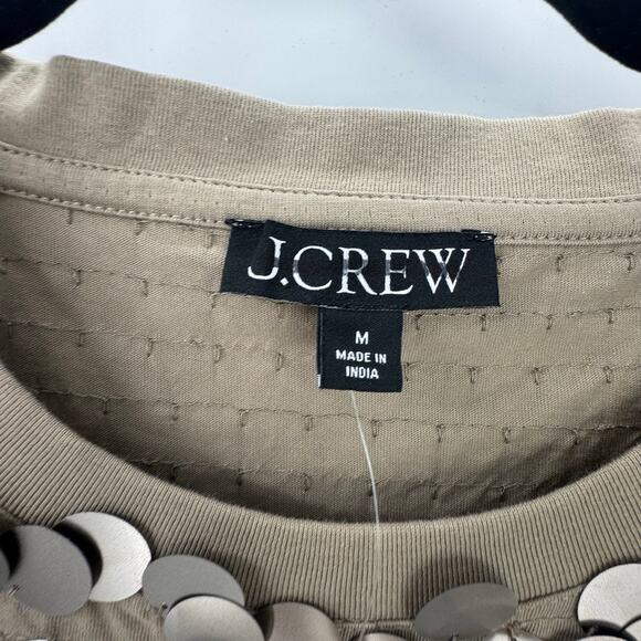 J. Crew Collection Sequin-Embellished T-Shirt Short Sleeve Silver Size M NWT - Picture 10 of 13